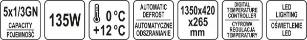 WITRYNA CHŁODNICZA 5x1/3 GN 135x42x26,5 YATO YG-05001 YG-05001