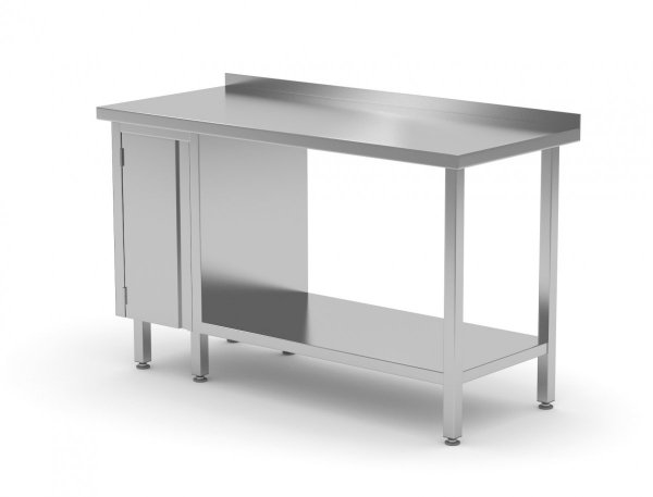 Stół przyścienny szafka z drzwiami na zawiasach i półką - szafka po lewej stronie 1500 x 600 x 850 mm POLGAST 126156-L 126156-L