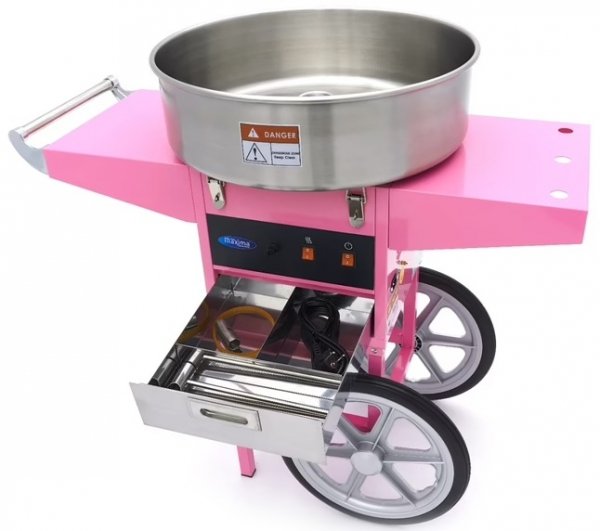 Maszyna do Waty Cukrowej z wózkiem Misa 52cm Różowa MAXIMA 09506002 8720783966202