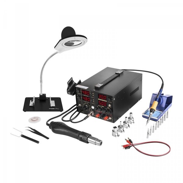 Stacja lutownicza - 75 W - 2 x kolba - zasilacz - 4 x LED STAMOS 10020994 S-LS-1
