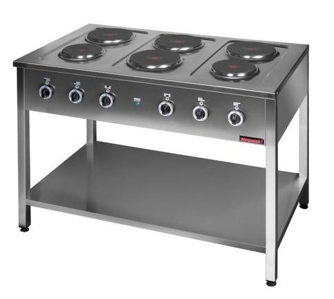 Kuchnia elektryczna na podstawie otwartej 6-płytowa  1200x700x850 mm KROMET 000.KE-6M 000.KE-6M