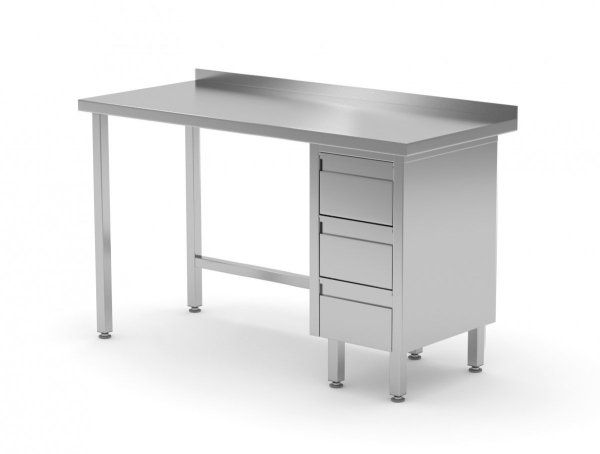 Stół przyścienny szafka z trzema szufladami - szuflady po prawej stronie 1200 x 700 x 850 mm POLGAST 123127-3-P 123127-3-P