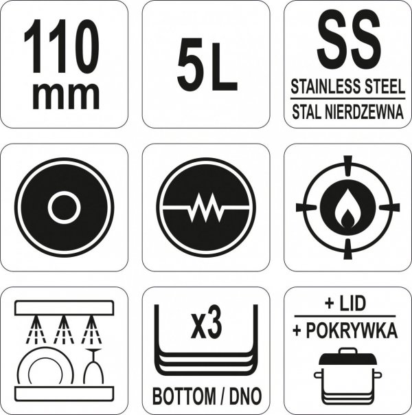 GARNEK NISKI Z POKRYWKĄ SS  24x11CM YATO YG-00041 YG-00041