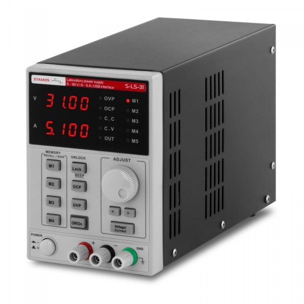 ZASILACZ LABORATORYJNY PRZEWÓD USB I FUNKCJA PAMIĘCI STAMOS 10021061 S-LS-31