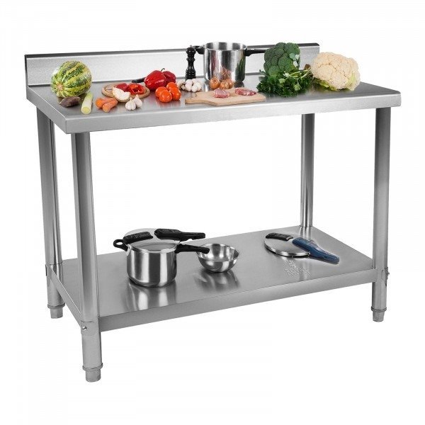 Stół roboczy - stal nierdzewna - 120 x 60 cm - 137 kg - rant ROYAL CATERING 10011591 RCWT-120X60SB