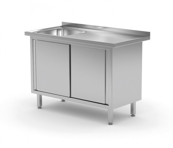 Stół ze zlewem, szafka z drzwiami suwanymi - komora po lewej stronie 1600 x 600 x 850 mm POLGAST 217166-L 217166-L
