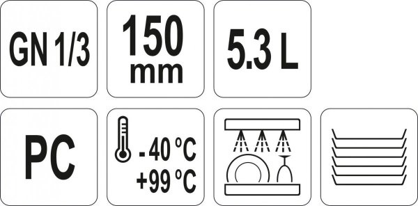 POJEMNIK GASTRONOMICZNY GN 1/3 150MM PC YATO YG-00412 YG-00412