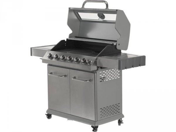 GRILL GAZOWY 6+1 STAL NIERDZEWNA 20,5KW, Z SZYBĄ YATO YG-20016