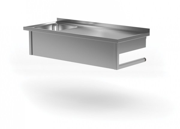 Stół wiszący ze zlewem - komora po lewej stronie 1400 x 700 x 300 mm POLGAST 211147-WI-L 211147-WI-L