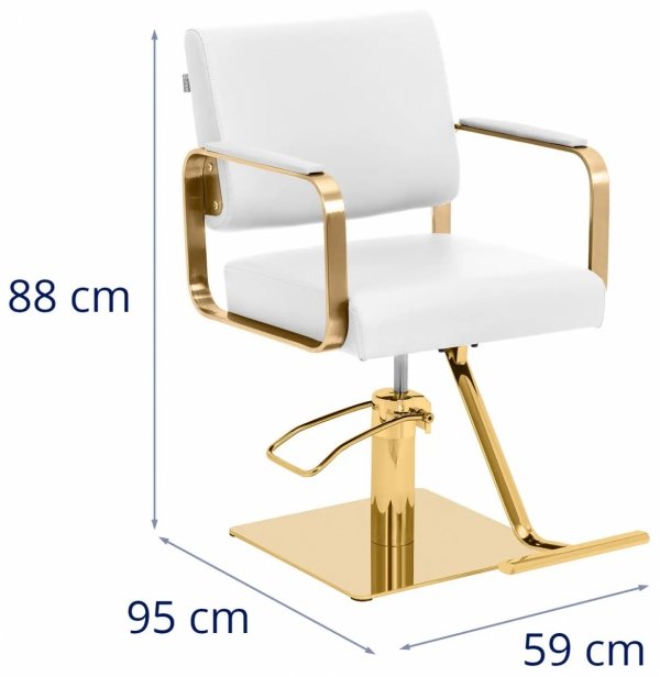 Fotel fryzjerski z podnóżkiem - 50 - 66 cm - 200 kg - biały / złoty Physa 10040886 PHYSA OTLEY WHITE_GOLD
