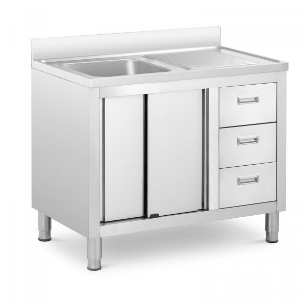 Szafka ze zlewem - 1 komora 400 x 400 x 300 mm ROYAL CATERING 10012144 RC-IKS10