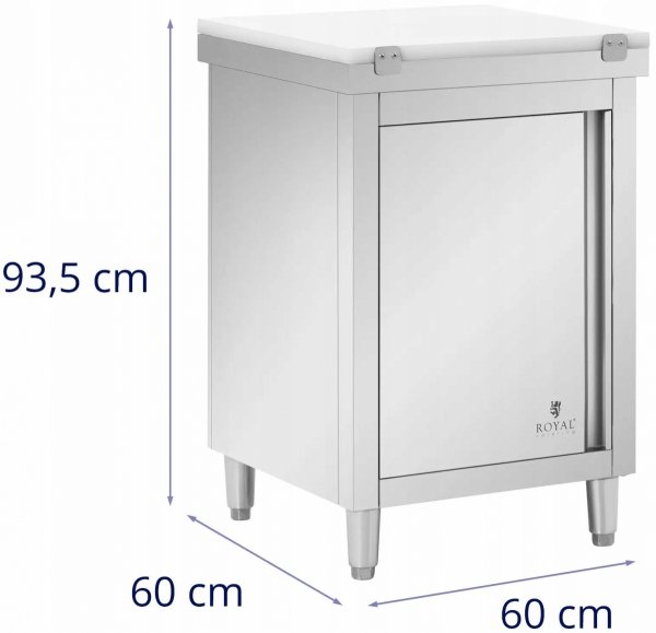 Stół roboczy z szafką ze stali nierdzewnej ROYAL CATERING RCBWC-6060 10013207 4062859241375
