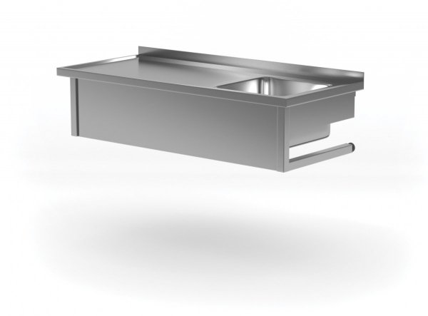 Stół wiszący ze zlewem - komora po prawej stronie 1100 x 700 x 300 mm POLGAST 211117-WI-P 211117-WI-P