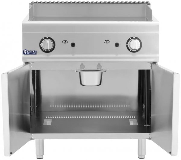Grill gazowy - 12 kW - gładki - 50 - 300°C - propan / LPG / gaz ziemny - szafka dolna - Royal Catering RCGG-80/700CS 10013400 4062859276988