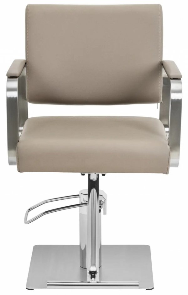 Fotel fryzjerski z podnóżkiem - 50 - 66 cm - 200 kg - beżowy / srebrny Physa 10040889 PHYSA OTLEY BEIGE_SILVER