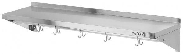 PÓŁKA WISZĄCA Z RANTEM I HACZYKAMI POJEDYNCZA 1200X300X180MM YATO YG-08937