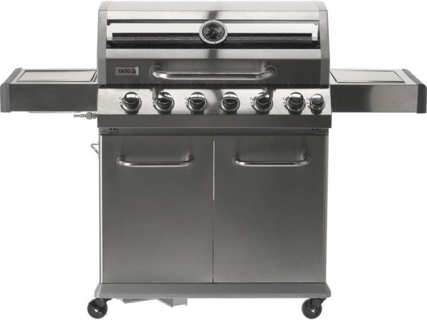 GRILL GAZOWY 6+1 STAL NIERDZEWNA 20,5KW, Z SZYBĄ YATO YG-20016