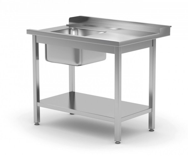Stół załadowczy do zmywarek ze zlewem i półką - prawy 1200 x 760 x 850 mm POLGAST 238127-760-P 238127-760-P