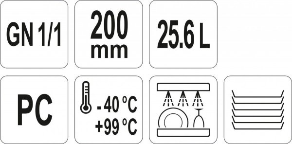 POJEMNIK GASTRONOMICZNY GN 1/1 200MM PC YATO YG-00393 YG-00393