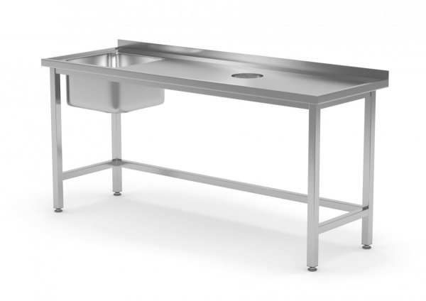 Stół ze zlewm i otworem na odpadki - komora po lewej stronie 1900 x 700 x 850 mm POLGAST 236197-L 236197-L