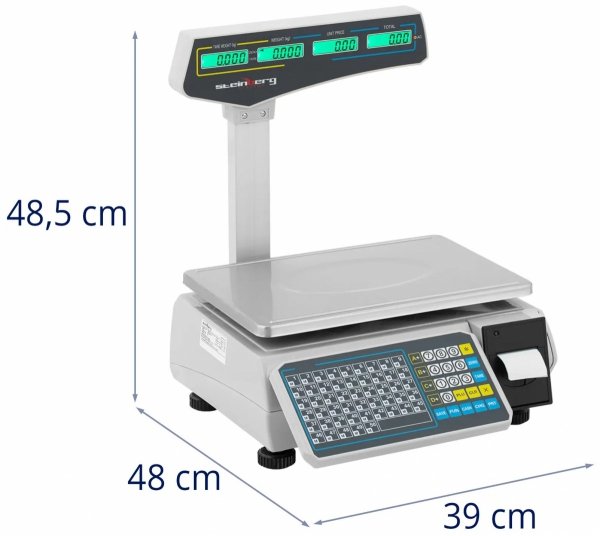 Waga kontrolna - 30 kg / 15 g - 38 x 26,5 cm - drukarka etykiet - wyświetlacz LCD Steinberg 10031282 SBS-EBS-101
