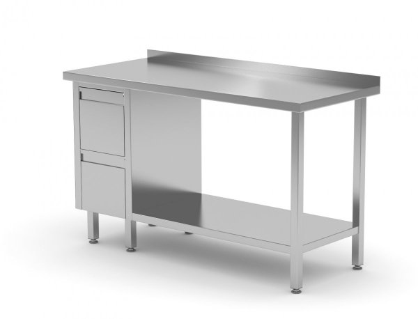 Stół przyścienny szafka z dwiema szufladami i półką - szuflady po lewej stronie 1200 x 700 x 850 mm POLGAST 125127-L 125127-L