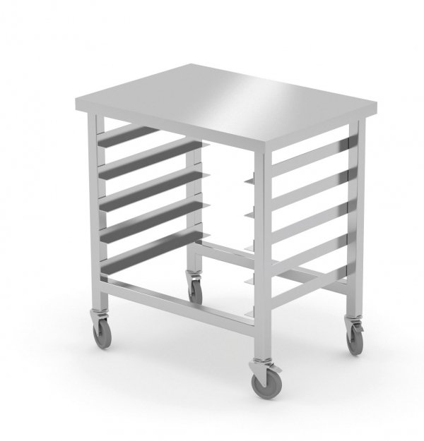 Regał jezdny z blatem roboczym na pojemniki GN 750 x 580 x 850 mm POLGAST 421114 421114