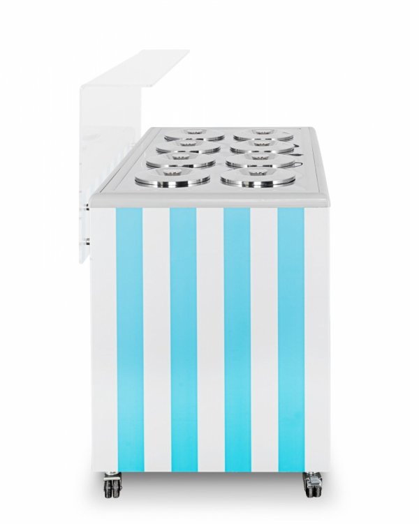 Dystrybutor do lodów | witryna do lodów | konserwator | retro | 8 tub | okrągłe kuwety | 1283x670x895 mm | GELATO POZETTI 8 BLUE