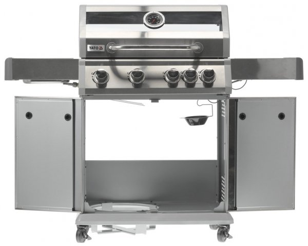 GRILL GAZOWY 4+1 STAL NIERDZEWNA 14,2KW, Z SZYBĄ YATO YG-20003
