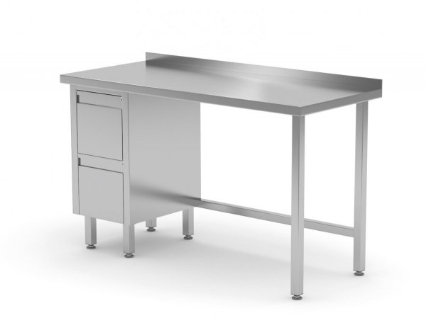 Stół przyścienny szafka z dwiema szufladami - szuflady po lewej stronie 1200 x 600 x 850 mm POLGAST 123126-L 123126-L