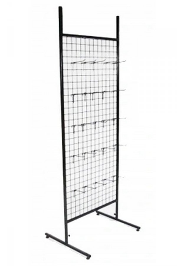 Stojak ekspozytor z 25 haczykami - CZARNY + komplet 4 kół