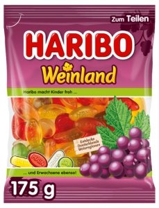Haribo Żelki Weinland wytłoczone nazwy rzek 175g z Niemiec