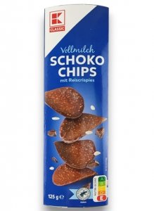 Chipsy Czekoladowe z Chrupiącym Ryżem Mleczna Czekolada 125g