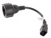 Lanberg Przedłużacz kabla zasilającego IEC 320 C14 - Schuko 20cm czarny