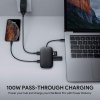 AUKEY CB-C71 aluminiowy HUB USB-C | 8w1 | RJ45 Ethernet 10/100/1000Mbps | 3xUSB 3.1 | HDMI 4k@30Hz | SD i microSD | USB-C Power 