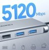 AUKEY CB-C89 aluminiowy Hub USB-C | 10w1 | RJ45 Ethernet 10/100/1000Mbps | 4xUSB | HDMI 4k@30Hz | SD i microSD | USB-C Power Del