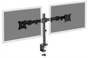 Stojak biurkowy podwójny z zaciskiem DIGITUS, 2xLCD, max. 27, max. 8kg, uchylno-obrotowy 360° PIVOT