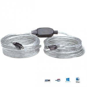Kabel Manhattan USB 2.0 A-B M/M, aktywny, 11m, srebrny