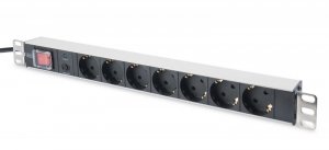 Listwa zasilająca DIGITUS PDU 19 RACK 7xSchuko kabel 2m 1xSchuko 16A wł./wył. zabezpieczenie aluminiowa