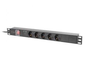 Listwa zasilająca Lanberg Rack PDU 19 1U 16A 5x 230V Schuko 2M Czarna