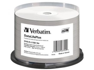 DVD-R Verbatim 4.7GB X16 AZO DL+ printable NO ID (50 Cake)