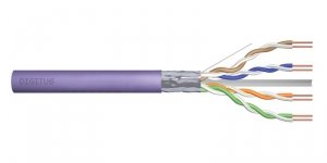Kabel teleinformatyczny instalacyjny DIGITUS kat.6, F/UTP, Dca, drut, AWG 23/1, LSOH, 50m, fioletowy, ofoliowany