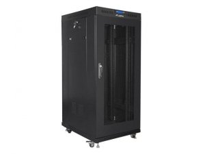 Szafa instalacyjna Rack stojąca 19 27U 600x800 czarna drzwi perforowane LCD Lanberg (flat pack)