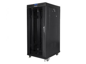 Szafa instalacyjna Rack stojąca 19 27U 800x1200 Drzwi Szklane czarna Lanberg (flat pack) LCD