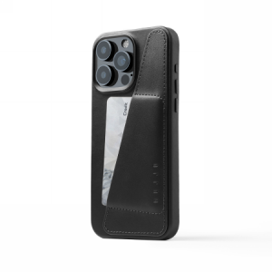 Mujjo Full Leather Wallet Case - etui skórzane do iPhone 15 Pro Max kompatybilne z MagSafe (black)