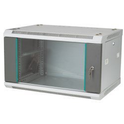 Q-LANTEC Szafa rack wisząca 19 4U 600x450, drzwi szklane, kolor szary