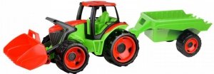 Lena Pojazd Traktor z łyżką i przyczepą czerwono-zielony