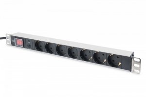 Digitus Listwa zasilająca PDU 19 Rack, 7x gniazdo schuko, 2.0m, 1x wtyk unischuko, 16A, wł./wył., zabezpieczenie przeciąże