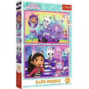 Trefl Puzzle 2x24 elementy Gabby zabawy z Gabi
