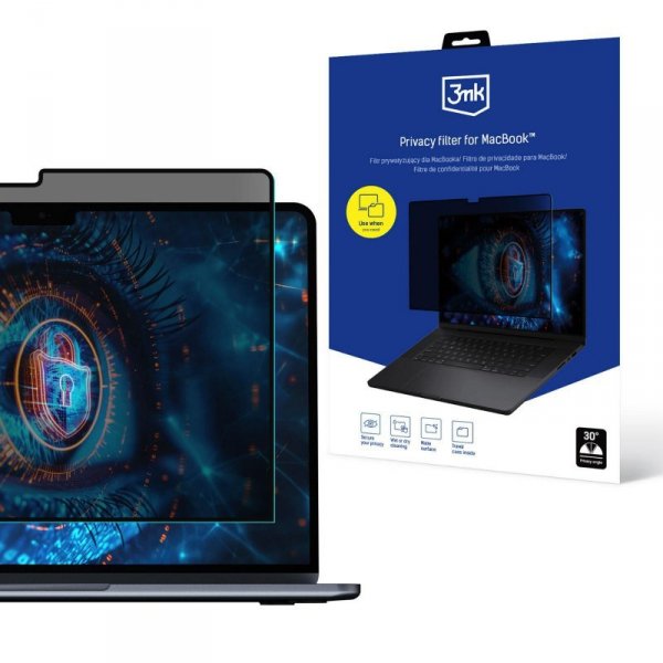 Filtr prywatyzujący, elektrostatyczny - 3mk Privacy filter for MacBook Air 13&quot; M2 2022